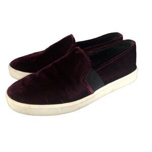 EUC vince. BERLIN FASHION SNEAKERS Burgundy Velvet PULL ON US 8.5 EU 38.5   7045